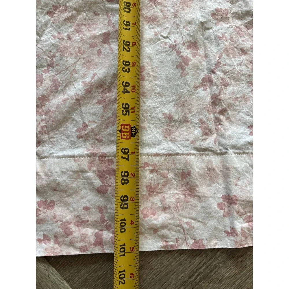 Ralph Lauren King Flat Sheet 91x101 Dusty Rose Blush Watercolor Floral Cotton